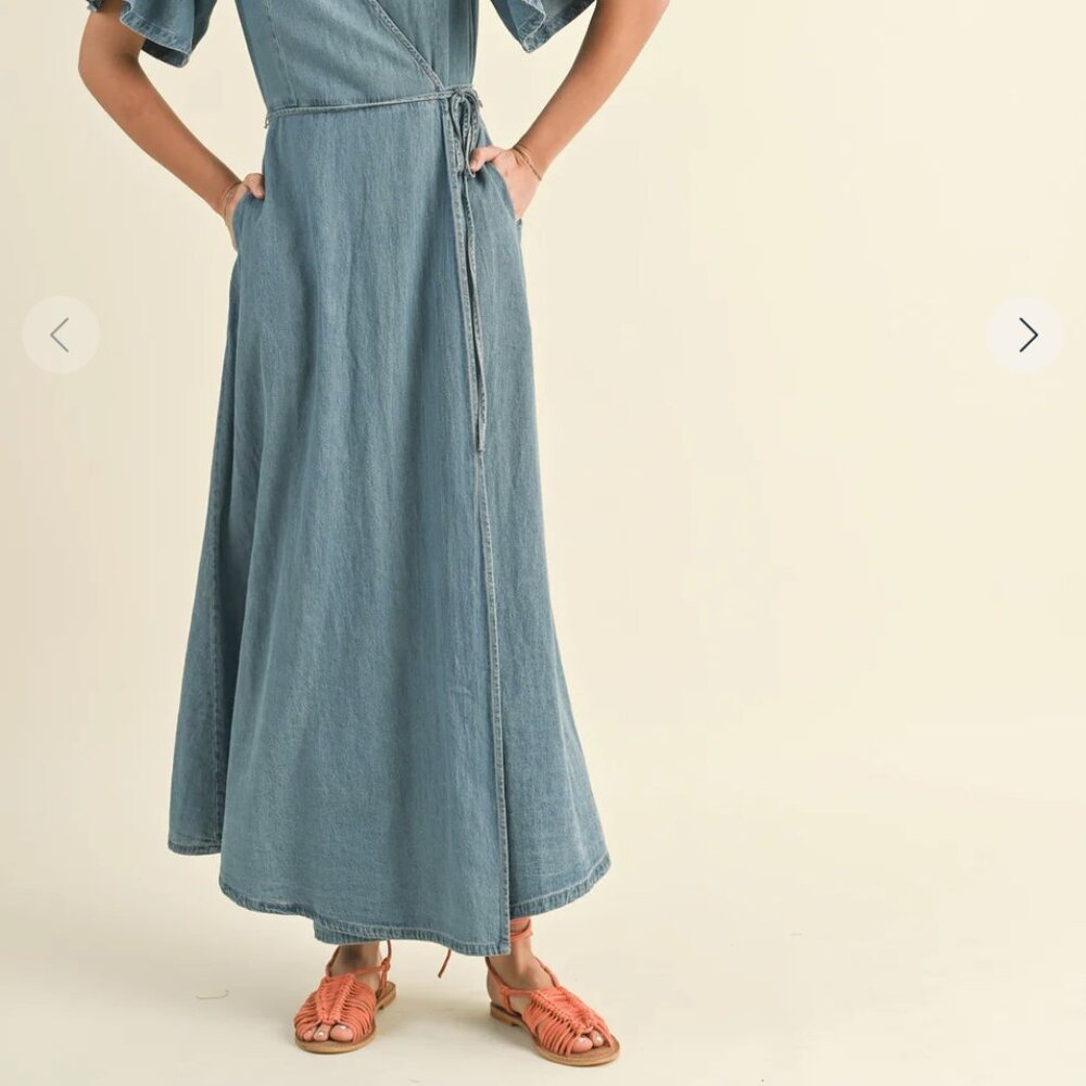 Miou Muse Denim Wrap Dress-Small-NWT! - Picture 3 of 10